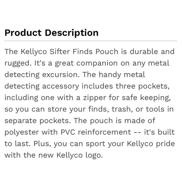 NEW Kellyco Sifter Finds Pouch for Metal Detecting Rock Seashell Hunting - Picture 7 of 9
